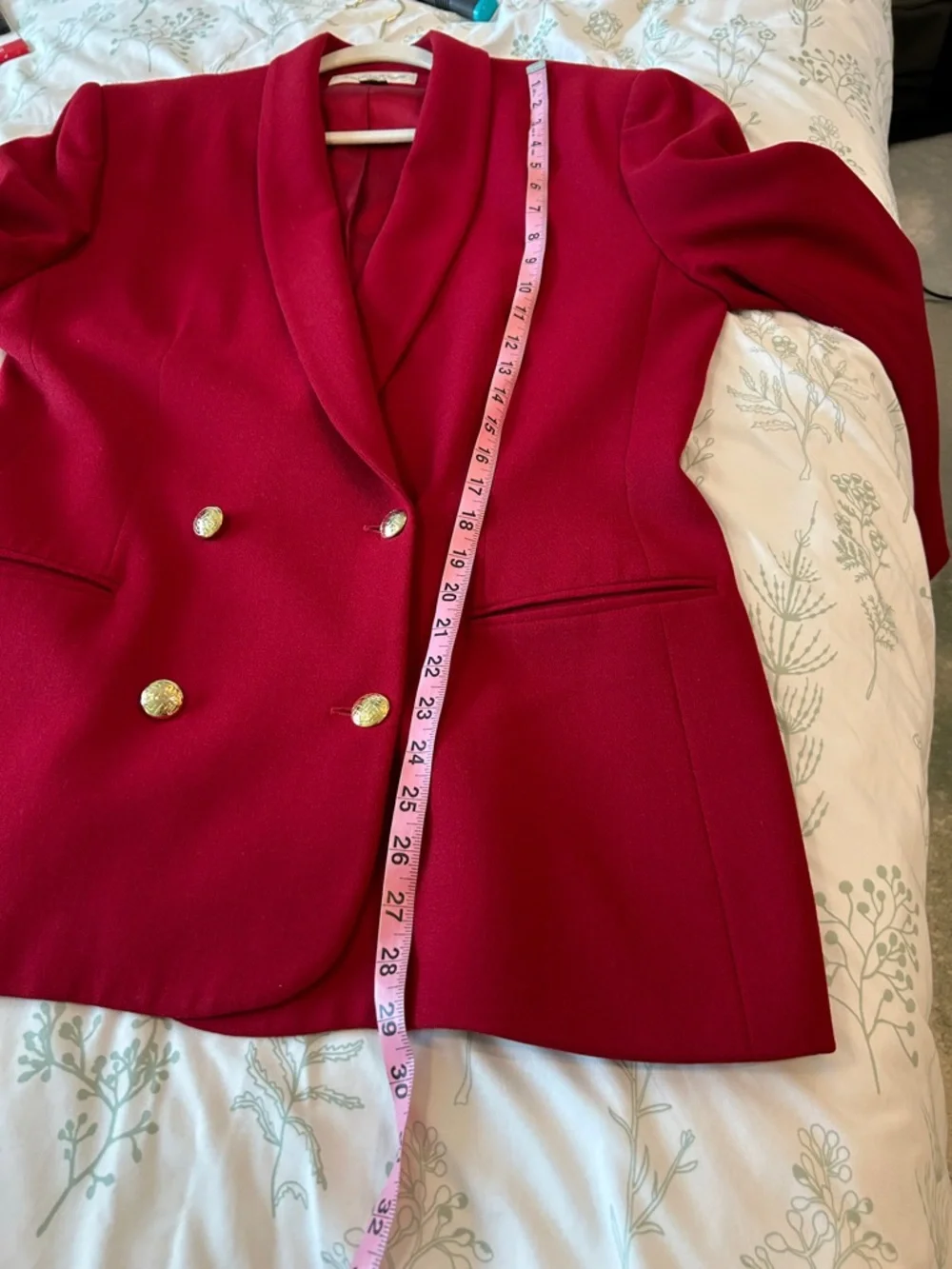 Vintage Jones New York Red  100% Wool  Shawl Collar Blazer - Picture 6 of 8